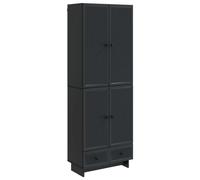 Cabinet set 2pc Black Engineered Wood 66 x 34.5 x 95 cm Wall-Mounted for hallway