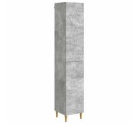 Cabinet set 2pc Concrete Grey Engineered Wood 4-Shelf 2-Door Modern Wall & Floor