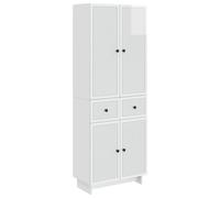 Cabinet Set High Gloss White Engineered Wood 66x34.5x90cm Wall & Sideboard Slim