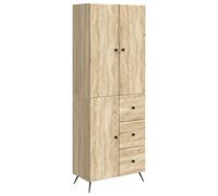 Cabinet set Sonoma Oak Engineered Wood 3 Doors 3 Drawers 3 Shelves Storage 2pcs