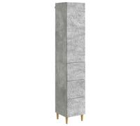 Storage Cabinet Set Concrete Grey Engineered Wood 33x34.5x90cm 3-Drawer Compact
