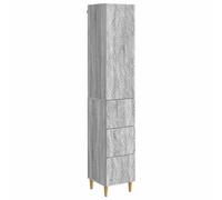Storage Cabinet Slim 2pc Black Engineered Wood 33x34.5x90cm 3 Drawers 2 Shelves
