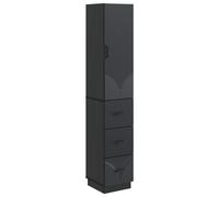 Storage Cabinet 3-Drawer 2-Shelf Engineered Wood Black 33 x 34.5 x 87 cm Sliding
