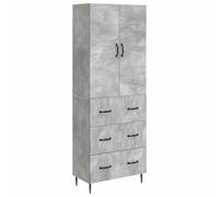 Storage Cabinet Concretegrey 66x34.5x90cm Engineered Wood 3 Drawers 2 Doors Slim