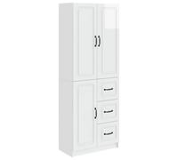 Cabinet set High Gloss White Engineered Wood 2pc 3-door 3-drawer Storage Outdoor