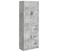 Cabinet Set 2pc Concrete Grey Engineered Wood 3 Shelves 3Doors 3 Drawers Outdoor