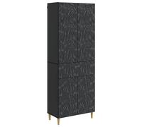 Cabinet 2pc Black Engineered Wood 4-Shelf 4-Door 1-Drawer Wall SpaceSaving Floor