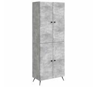 Cabinet set 2pc Concrete Grey Engineered Wood 4 Doors 4 Shelves Ample Storage UK