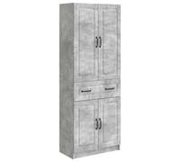 Cabinet set 2pc Concrete Grey Engineered Wood 4-shelf 4-door 1-drawer Storage UK
