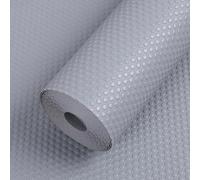 Cabinet Shelf Liner 17.7-inch Wide: Waterproof Kitchen Cabinets Liners Light Gray - 17.7 Inch x 25 FT Non-Adhesive Easy to Cut Drawer Mat for Pantry Shelves