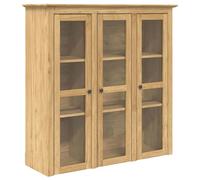 vidaXL 3 Glass Door Honey Brown Wooden Cabinet - Size: 117.7 x 115.5 x 38.5cm - Wilko