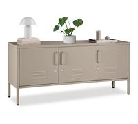 Tectake Sideboard Baker, With Lockable Doors And Cable Management 35 Cm - Taupe
