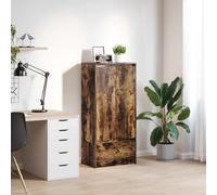 Cabinet Smoked Oak 55.5x34x119.5cm Engineered Wood 2 Doors 1 Drawer for Bathroom