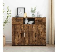 Cabinet Smoked Oak 88.5x30.5x73cm Engineered Wood Matte 2-Drawer Modern Storage