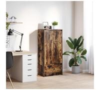 Cabinet Smoked Oak Engineered Wood 55.5x34x119.5cm 2 Doors 1 Drawer 2 Shelves