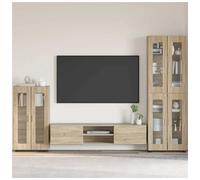 Cabinet Sonoma Oak Engineered Wood Matte 55.5x29x103cm Slim Modern Storage Desk