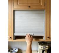 Cabinet Tambour Door Replacement Kit, Roll up Cupboard Doors with Handle & Track, Customizable Sliding Garage Gate for Closet Sideboard Campervan(Grey,24x26in (61x66cm))