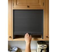 Cabinet Tambour Door Replacement Kit, Roll up Cupboard Doors with Handle & Track, Customizable Sliding Garage Gate for Closet Sideboard Campervan(Black,22x32in (56x81cm))