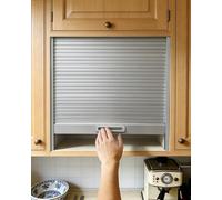 Cabinet Tambour Door Replacement Kit, Roll up Cupboard Doors with Handle & Track, Customizable Sliding Garage Gate for Closet Sideboard Campervan(Silver,33x28in (84x71cm))