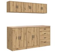vidaXL Garage Cabinets 6 pcs White Engineered Wood