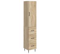 Cabinet Wall-mounted Engineered Wood Sonoma Oak 33x34.5x90cm 3 Drawers Slim Unit