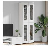 Cabinet White 60x35x182cm Engineered Wood Matte 6 Shelves 4 Door Storage Indoor