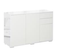 Homcom High Gloss Frame Side Cabinet With 2 Door Cabinet And 2 Drawer, White