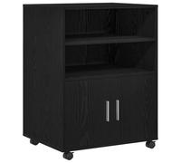 Cabinet with Shelf, Black Oak Look, 60 x 48 x 81 cm, 2 Doors, 4 Wheels, Filing Cabinet, Office Cabinet, Rolling Container, Multi-Purpose Cabinet for Office, Home Office, Study, Storage Storage