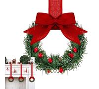 Cabinet Wreaths for Kitchen, Artificial 13 cm Garland, with Ribbon Bow and Red Berry Christmas Wreath, for Country House, Door, Window, Chair, Car, Garage and