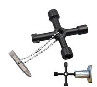 Cabinet Wrench Torque Wrenches - 4 Way Cross Portable Door Key, Compact Multifunctional Utility Tool, Durable Metal Construction | Anti-D Grip Wrench