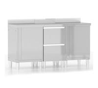 (cabinets + cabinet with 2 drawers, 3 pcs) vidaXL 1/2X Commercial Kitchen Cabinet Stainless Steel Home with 2/3 Drawers