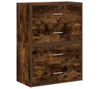 Cabinets with 2 Drawers Smoked Oak Wood Material 60 x 31 x 40 cm Pack of 2 Versatile as Chest of Drawers Sideboard Sideboard with Storage Space for Living Room Bedroom Hallway Office