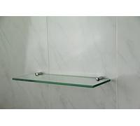 cabinetsforbathrooms Glass 1 tier Shelf With Two Chrome Finish Brackets 300mm x 100mm Toughened Safety