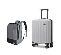 CabinFly Hand Luggage Suitcase 55 x 40 x 20 cm and Cabin Backpack 40 x 20 x 25 cm Set for Ryanair Aeroplane Hand Luggage Cabin Luggage Hard Case Travel Backpack Small with TSA Lock