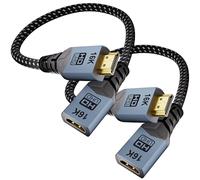 CABLAPTOP [2-Pack 16K Braided HDMI Extension Cable 0.5M,Ultra High Speed 96Gbps,8K@120Hz 4K@240Hz/480Hz Male to Female Adapter,Durable & Anti-Interference,Compatible with HDTV,Game Console,TV Stick