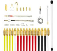 Cable Access Rod Kit, Electric Wire Puller Tools with 16 x 1M Rods for Cable Installation Access Fishing Tools, Installation Attachments Accessories Kit for Wall, Conduit, and Network Cable Fishing