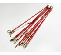Cable Access Threading Kits - 3.3m - 330mm - Red Glass Fiber Reinforced Polyester Rods - 10 Sections - Polished - For Threading Cables & Wires Through Tight Spaces