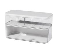 Cable Box - Clear Cord Storage Case with Compartments, Transparent Design Compact Desk Drawer Style, Multi Slot Dividers + Removable Partition Sections, BPA Free PP Material Durable