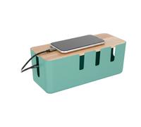 Cable box Desk Organiser Wooden Lid Container Compact Cable Management Box