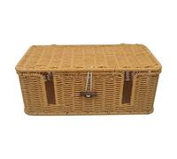 Cable Box - Large Handwoven Organizer, Imitation Rattan Wire Case with 4 Open Slots, Durable Electrical Cord Management for Desk Floor Cables | Stylish Wire Storage Solution for Home Office