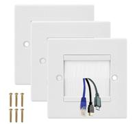 Cable Brush Plate, 8.6x8.6 Brush Wall Plate Cable Passthrough Wall Outlet | Wallplate Mounted Brushes Faceplate with White Brushes for Covering Outlets, Receptacles, for Home and Office