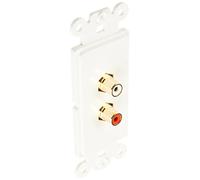 cable CableWholesale Decora Wall Plate Insert White RCA Stereo Couplers 2 RCA Female, Red/White (301-2002)