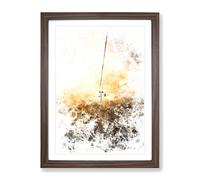 Cable Car In Turkey Watercolour Modern Framed Print | A3 Walnut Framed Wall Art | Ready to Hang | Modern Vehicle Picture | Living Room Bedroom Lounge Office