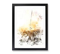 Cable Car In Turkey Watercolour Modern Framed Wall Art Print, Ready to Hang Picture for Living Room Bedroom Home Office Décor, Black A2 (64 x 46 cm)