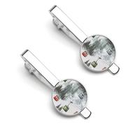 Cable Car Vintage Snowy Mountain Silver Tie Clip Long Styles Necktie Clip Tie Bar for Business Wedding Graduation