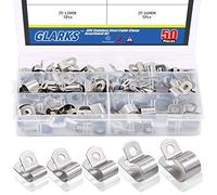 Cable Clamp Assortment Kit, Glarks 50Pcs 304 Stainless Steel 1/4'' 5/16'' 3/8'' 1/2'' 5/8'' Electrical Metal Clamp Set