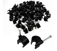 Cable Clip Hook Style 10mm to 14mm Round for Fastenings Cables Black [100 Pack]
