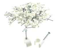 Cable Clip Hook Style 5mm to 7mm Round for Fastenings Cables White [100 Pack]