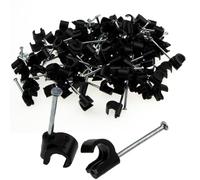 Cable Clip Hook Style 7mm to 10mm Round for Fastenings Cables Black [100 Pack]