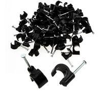 Cable Clip Hook Style 8mm to 12mm Round for Fastenings Cables Black [100 Pack]